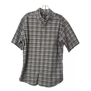 Eddie Bauer Men’s Plaid Button Up Shirt Large Short Sleeve Textured Gorpcore